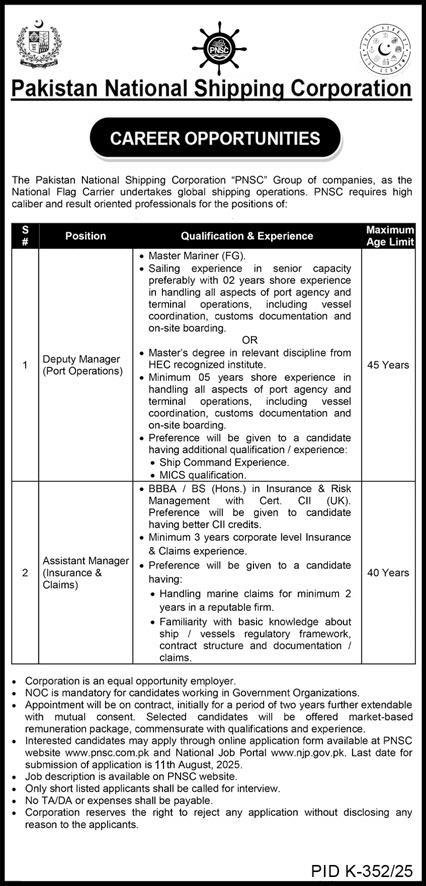 PNSC Jobs 2025